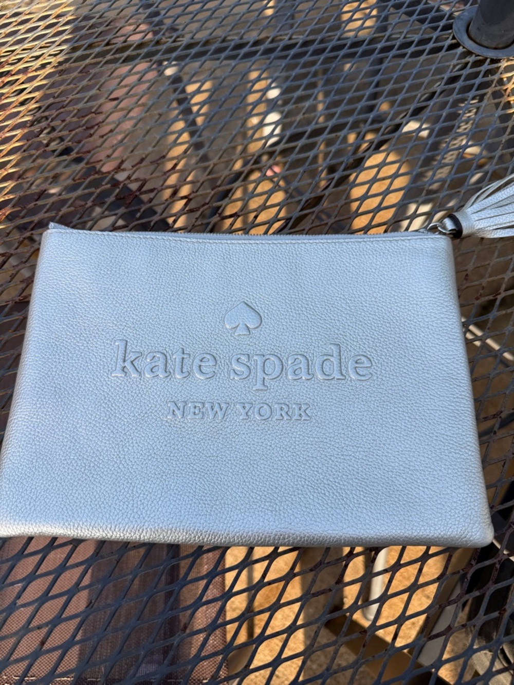 kate spade Silver metallic Wristlet Clutch